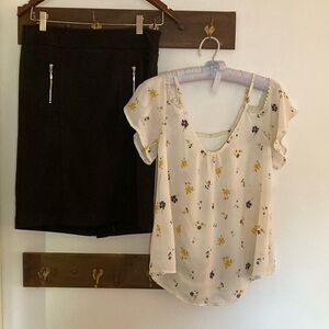 Pencil skirt& cold shoulder blouse/ XS-size3